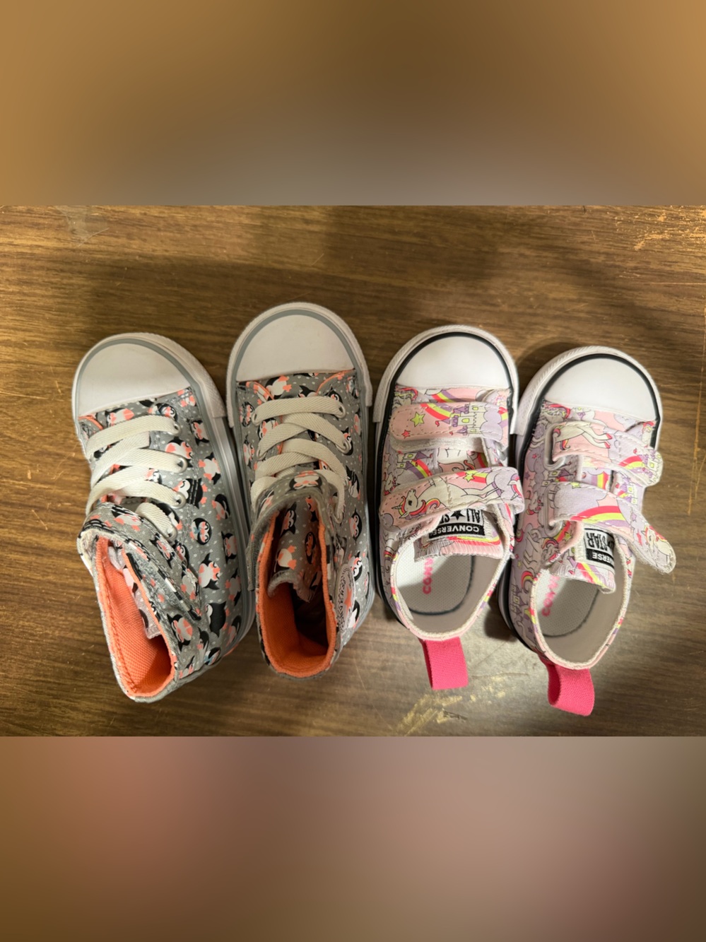 Lot of 2 Converse Allstar Chuck Taylor Toddler Girl Owl 7 High top Unicorn 5 low - Picture 2 of 6